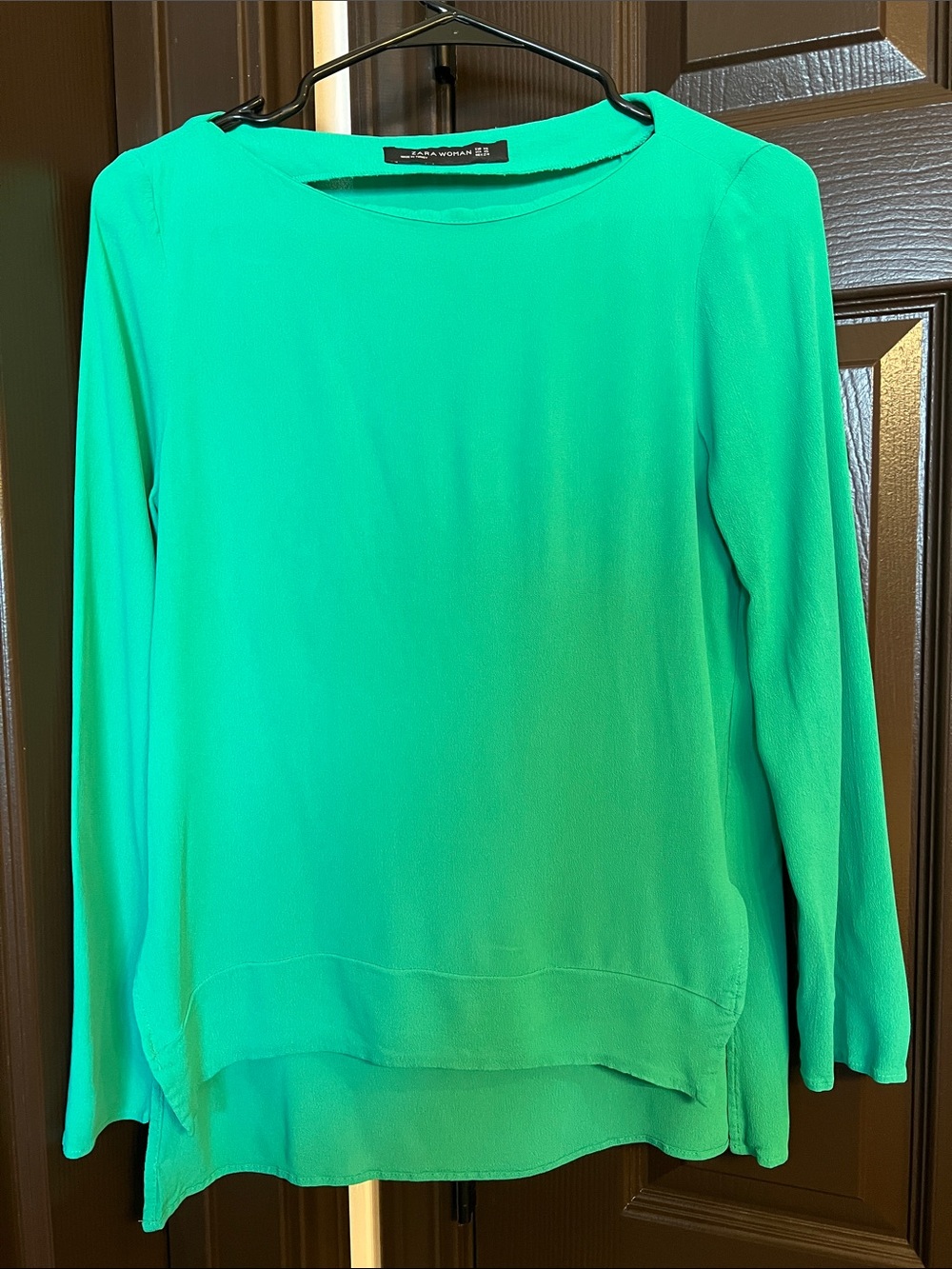 Zara Bright Green Long Sleeve Blouse